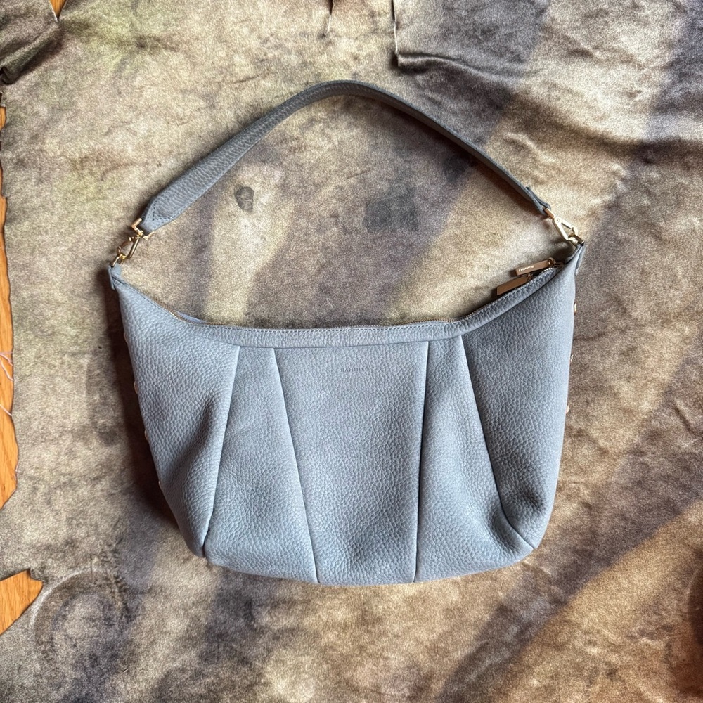 Hammitt Nubuck Suede Bag - Morgan | Bay Blue with Brushed Gold Hardware